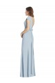 Best Stretch Crepe Bateau Neck Cap Sleeves Open Back Light Sky Blue Long Formal Dress Canada