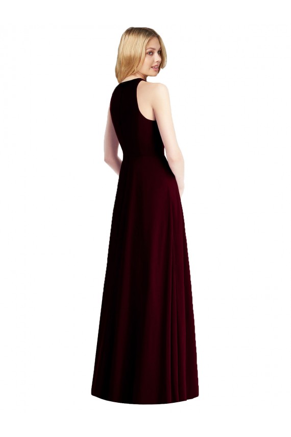 Best Soft Chiffon Halter Neck Sleeveless Long Semi Formal Evening Dress Canada
