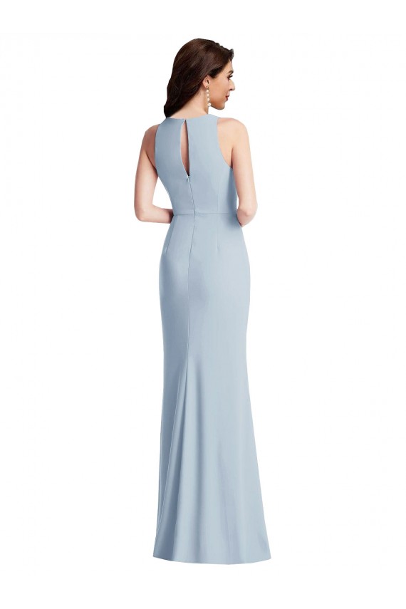 Best Stretch Crepe Halter Neck Sleeveless Long Formal Dress Canada