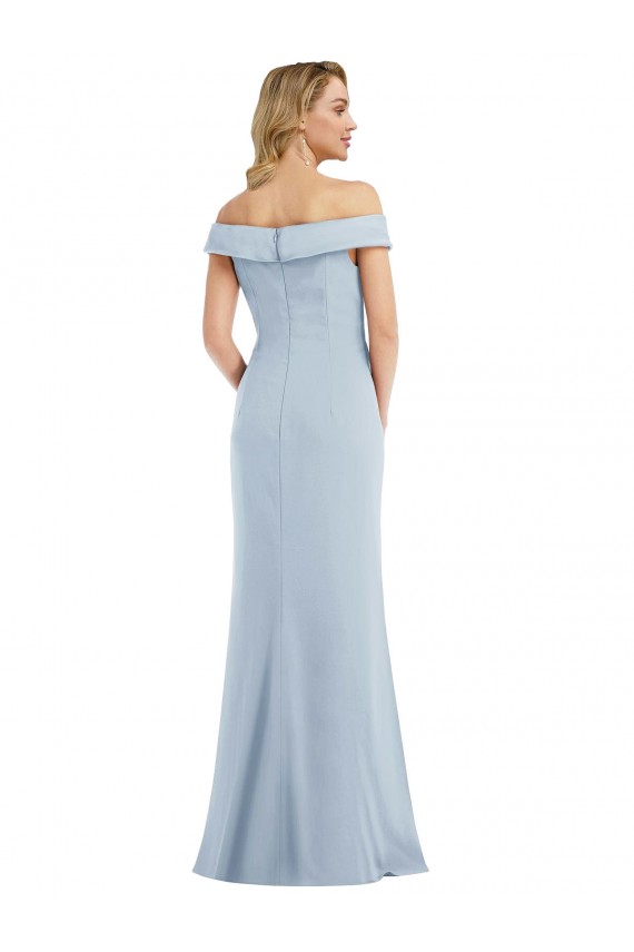 Best Stretch Crepe Off the Shoulder Sleeveless Long Semi Formal Evening Dress Canada