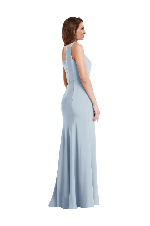 Best Stretch Crepe One Shoulder Sleeveless Light Sky Blue Long Formal Evening Dress Canada