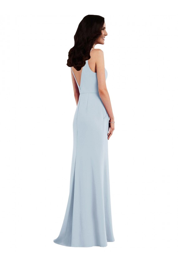 Best Stretch Crepe Spaghetti Straps Sleeveless V-Back Long Formal Dress Canada