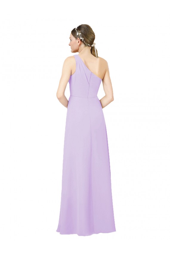 Best Soft Chiffon One Shoulder Sleeveless Lilac Long Formal Evening Dress Canada