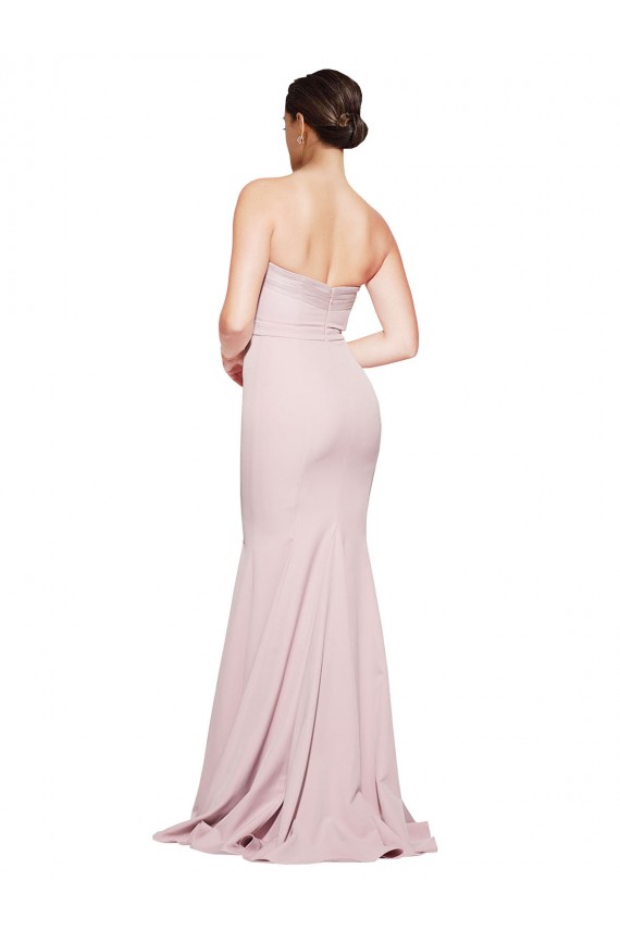 Best Stretch Crepe Strapless Sleeveless Low Back Sweep Train Formal Evening Dress Canada