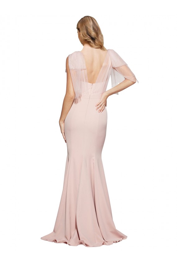 Best Stretch Crepe & Tulle Sweetheart Sleeveless Low Back Long Formal Dress Canada