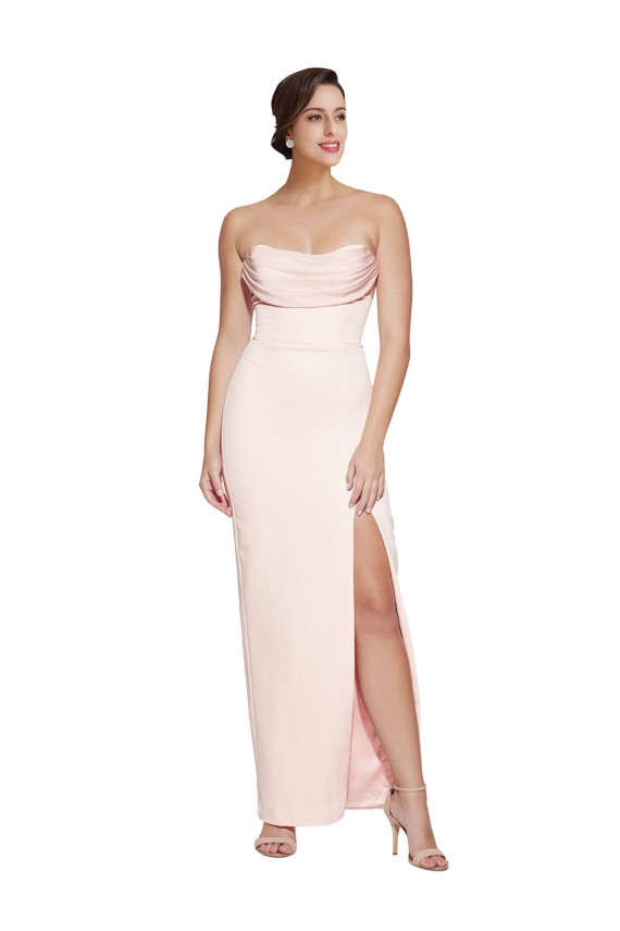 Best Stretch Satin Cowl Neck Sleeveless Low Back Long Formal Evening Dress Canada