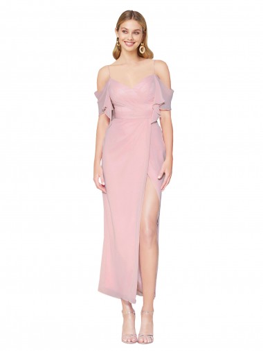 Best Soft Chiffon Off the Shoulder Cold Shoulder Knee Length Formal Evening Dress Canada