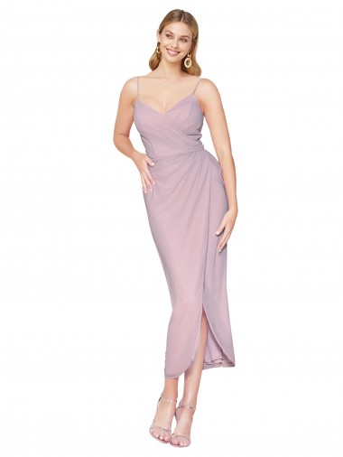 Best Soft Chiffon Spaghetti Straps Sleeveless V-Back Knee Length High Low Evening Dress Canada
