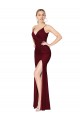Best Soft Chiffon V-Neck Sleeveless V-Back Burgundy Long Formal Evening Dress Canada