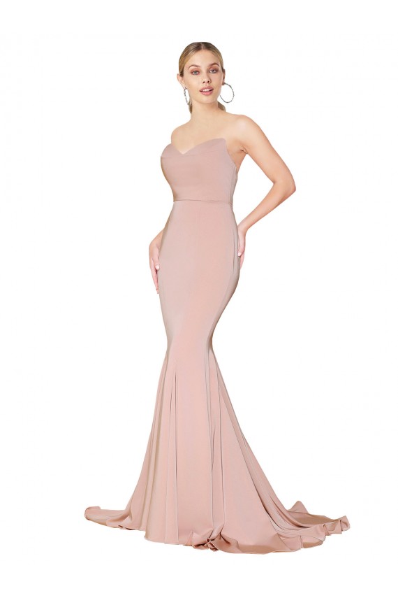 Best Stretch Crepe Sweetheart Sleeveless Low Back Long Formal Dress Canada