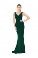 Best Stretch Crepe V-Neck Sleeveless Midnight Green Long Formal Evening Dress Canada