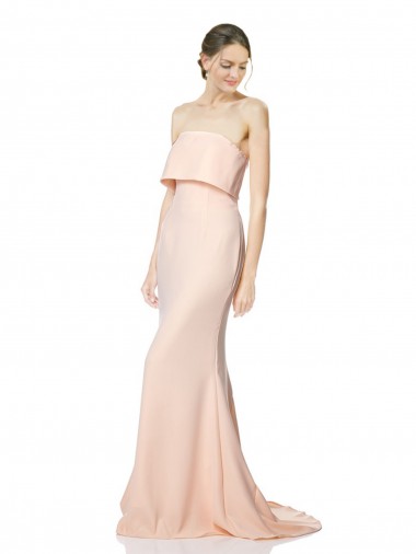 Best Stretch Crepe Strapless Sleeveless Long Black Tie Evening Dress Canada