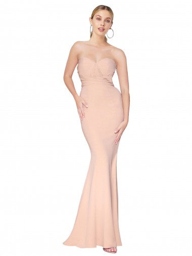 Best Stretch Crepe Sweetheart Sleeveless Long Formal Dress Canada