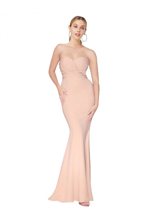 Best Stretch Crepe Sweetheart Sleeveless Long Formal Dress Canada
