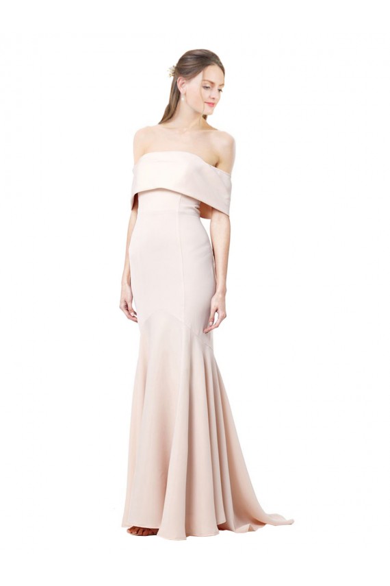 Best Stretch Crepe Off the Shoulder Sleeveless Nude Long Formal Evening Dress Canada