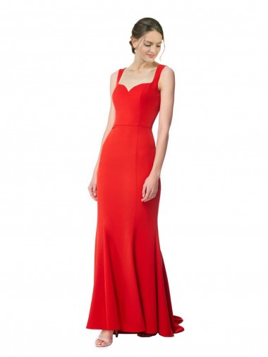 Best Stretch Crepe Sweetheart Sleeveless Long Formal Evening Dress Canada