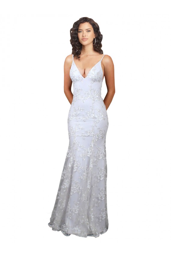 Best Stretch Crepe & Sequin Tulle V-Neck Sleeveless Open Back Long Formal Evening Dress Canada