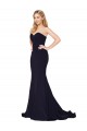 Best Stretch Crepe Sweetheart Sleeveless Dark Navy Sweep Train Formal Evening Dress Canada