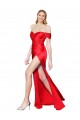 Best Stretch Satin Off the Shoulder Sleeveless Long Formal Evening Dress Canada