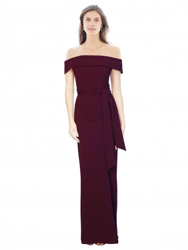 Best Stretch Crepe Off the Shoulder Sleeveless Low Back Long Formal Evening Dress Canada