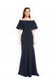 Best Stretch Crepe Off the Shoulder Short Sleeves Long Evening Dress Canada