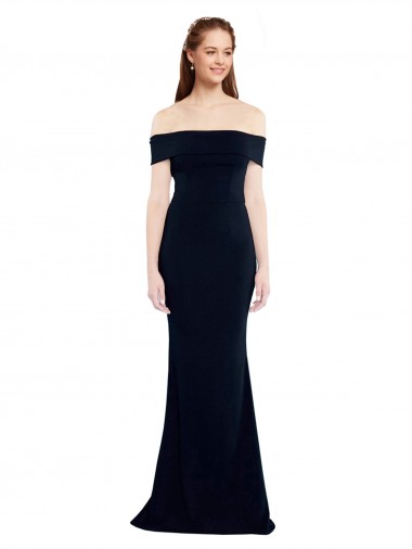 Best Stretch Crepe Off the Shoulder Sleeveless Keyhole Back Long Formal Dress Canada