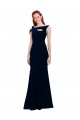 Best Stretch Crepe Off the Shoulder Sleeveless Dark Navy Long Formal Evening Dress Canada