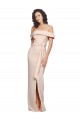 Best Stretch Crepe Off the Shoulder Sleeveless Low Back Nude Long Formal Evening Dress Canada
