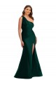 Best Silky Satin One Shoulder Sleeveless Ever Green Long Formal Plus Size Evening Dress Canada