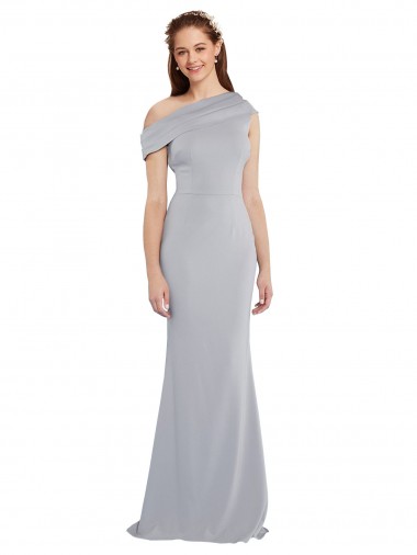 Best Stretch Crepe One Shoulder Sleeveless Grey Long Formal Dress Canada