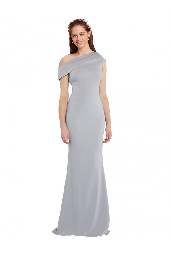 Best Stretch Crepe One Shoulder Sleeveless Grey Long Formal Dress Canada