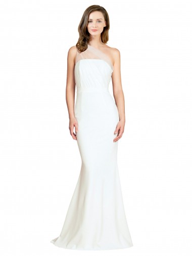 Best Stretch Crepe & Tulle One Shoulder Sleeveless Sweep Train Formal Evening Dress Canada