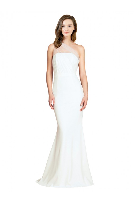 Best Stretch Crepe & Tulle One Shoulder Sleeveless Sweep Train Formal Evening Dress Canada