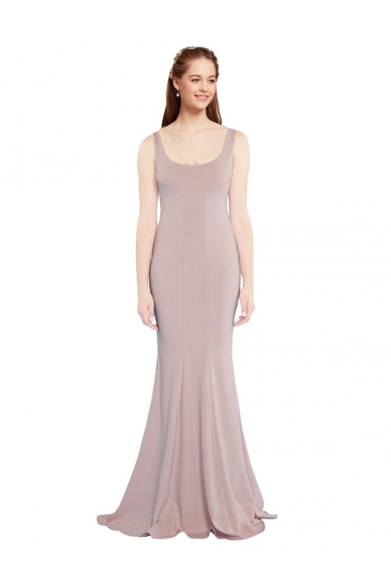 Best Stretch Crepe Scoop Neck Cap Sleeves Long Formal Evening Dress Canada
