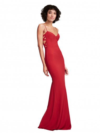 Best Stretch Crepe Spaghetti Straps Sleeveless Long Evening Dress Canada