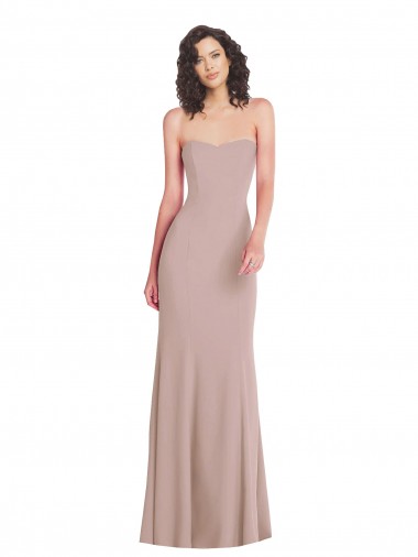 Best Stretch Crepe Sweetheart Sleeveless Dusty Pink Long Formal Dress Canada