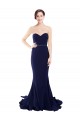 Best Stretch Crepe Sweetheart Sleeveless Low Back Sweep Train Semi Formal Evening Dress Canada