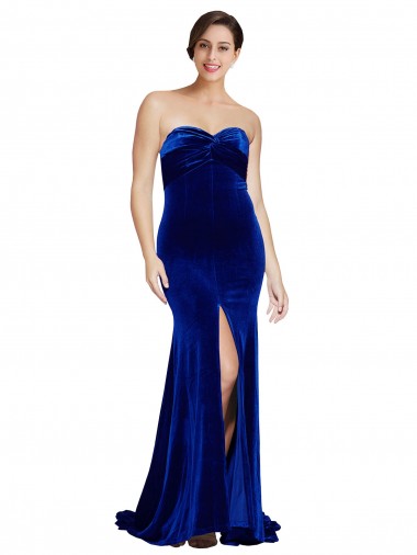 Best Stretch Velvet Sweetheart Sleeveless Low Back Sweep Train Formal Evening Dress Canada