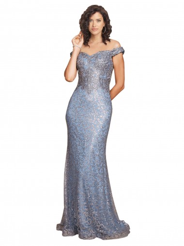 Best Sequin Off the Shoulder Sleeveless Long Formal Evening Dress Canada