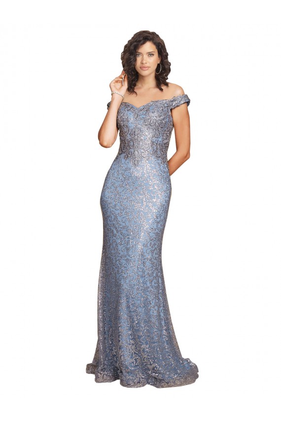 Best Sequin Off the Shoulder Sleeveless Long Formal Evening Dress Canada