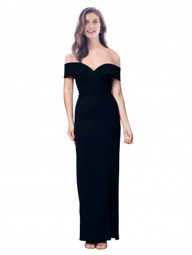 Best Stretch Crepe Off the Shoulder Sleeveless Black Long Formal Dress Canada