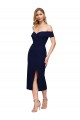 Best Stretch Crepe Off the Shoulder Sleeveless Midi Length Formal Evening Dress Canada