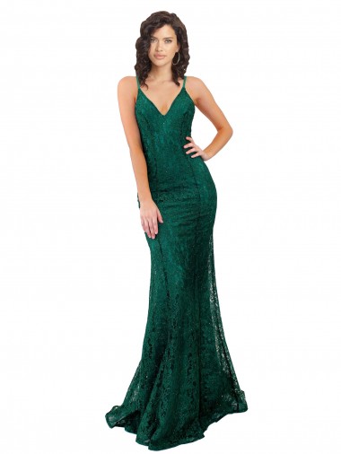 Best Lace V-Neck Sleeveless Open Back Long Black Tie Evening Dress Canada