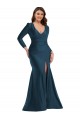Best Silky Satin V-Neck Long Sleeves Long Formal Plus Size Evening Dress Canada