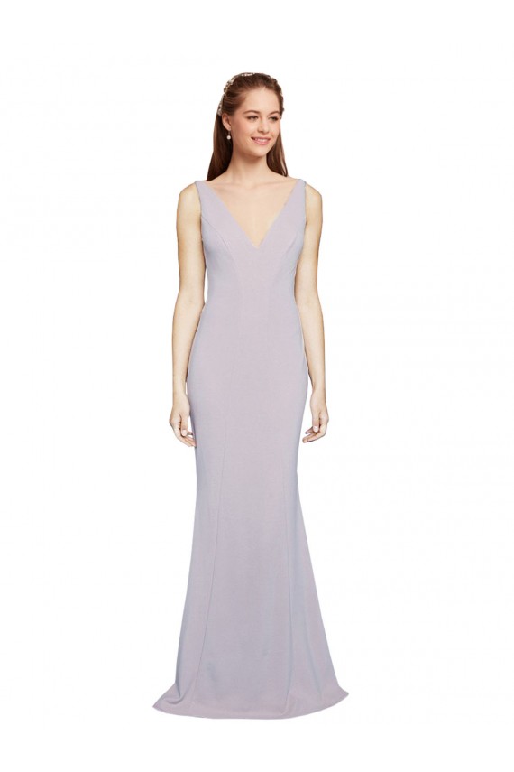 Best Stretch Crepe V-Neck Sleeveless Keyhole Back Long Formal Evening Dress Canada