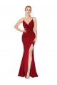 Best Stretch Crepe High Neck Sleeveless V-Back Burgundy Long Formal Evening Dress Canada