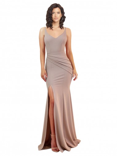 Best Stretch Crepe V-Neck Sleeveless Low Back Long Black Tie Evening Dress Canada