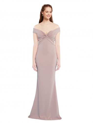 Best Stretch Crepe Off the Shoulder Sleeveless Keyhole Back Long Formal Evening Dress Canada