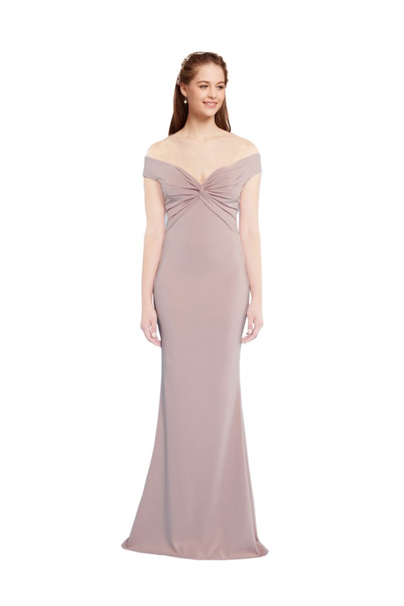 Best Stretch Crepe Off the Shoulder Sleeveless Keyhole Back Long Formal Evening Dress Canada