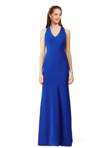 Best Stretch Crepe V-Neck Sleeveless Long Formal Evening Dress Canada